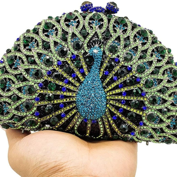 Peacock Rhinestone Lady Clutch